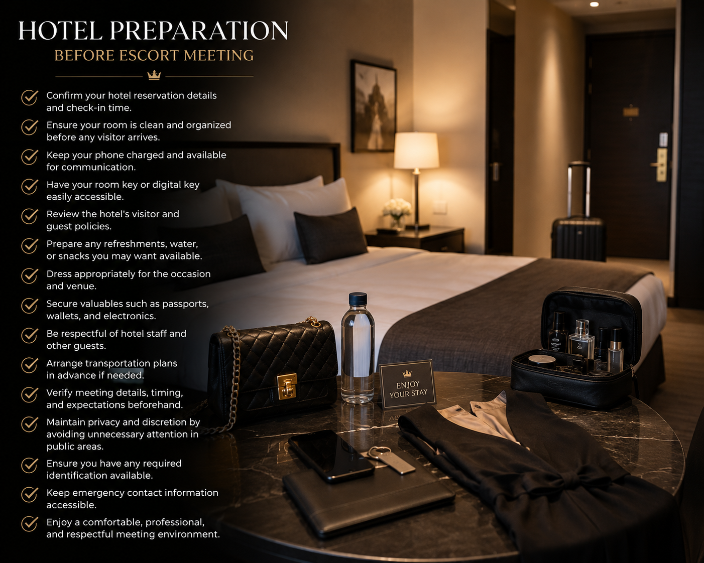 Hotel Preparation Before Escort Meeting