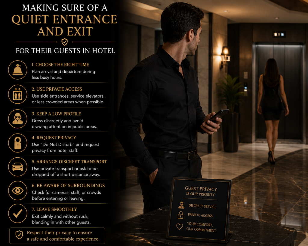 Make Sure of a Quiet Entrance and Exit after meeting our escort