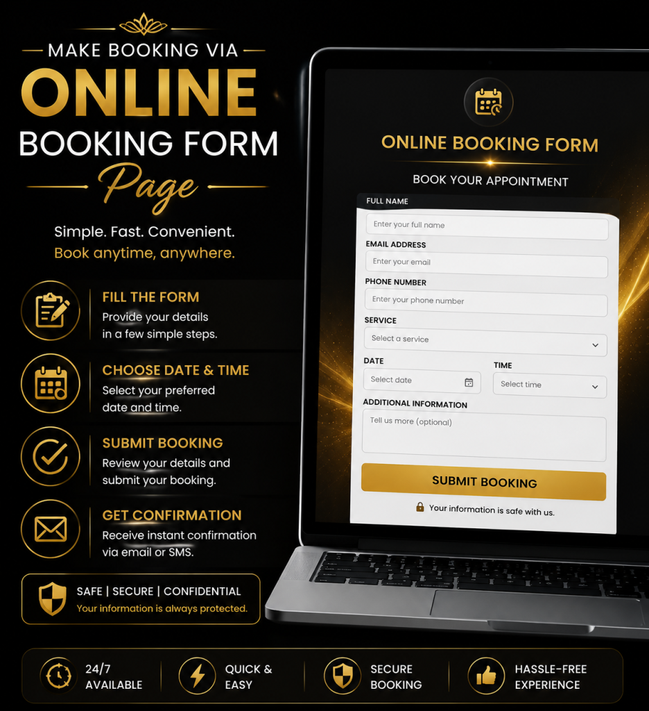 Make booking via Online Booking Form page