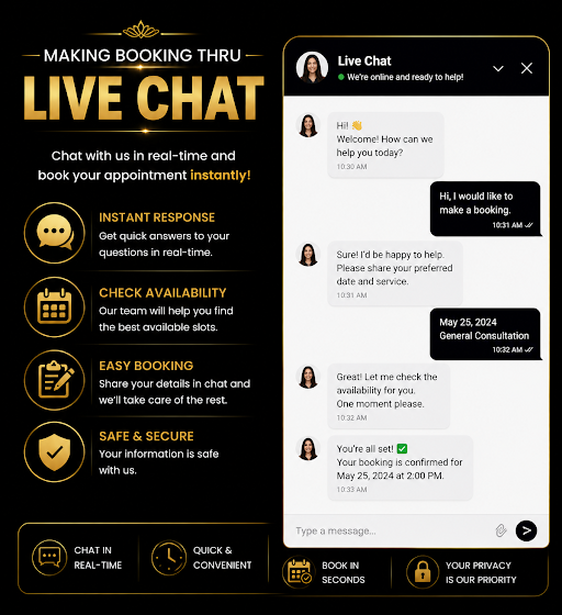 Making booking thru Live chat